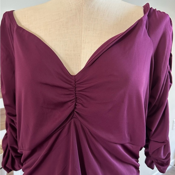 Elegant Burgundy Ruched Torrid Plus Evening Gown - Picture 6 of 8